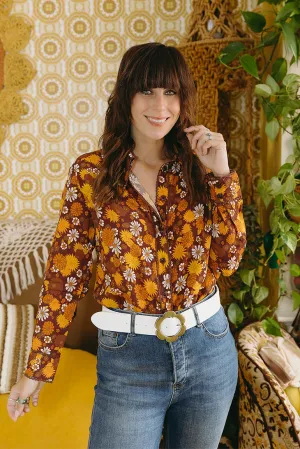 Viola Lee Brown Floral Blouse