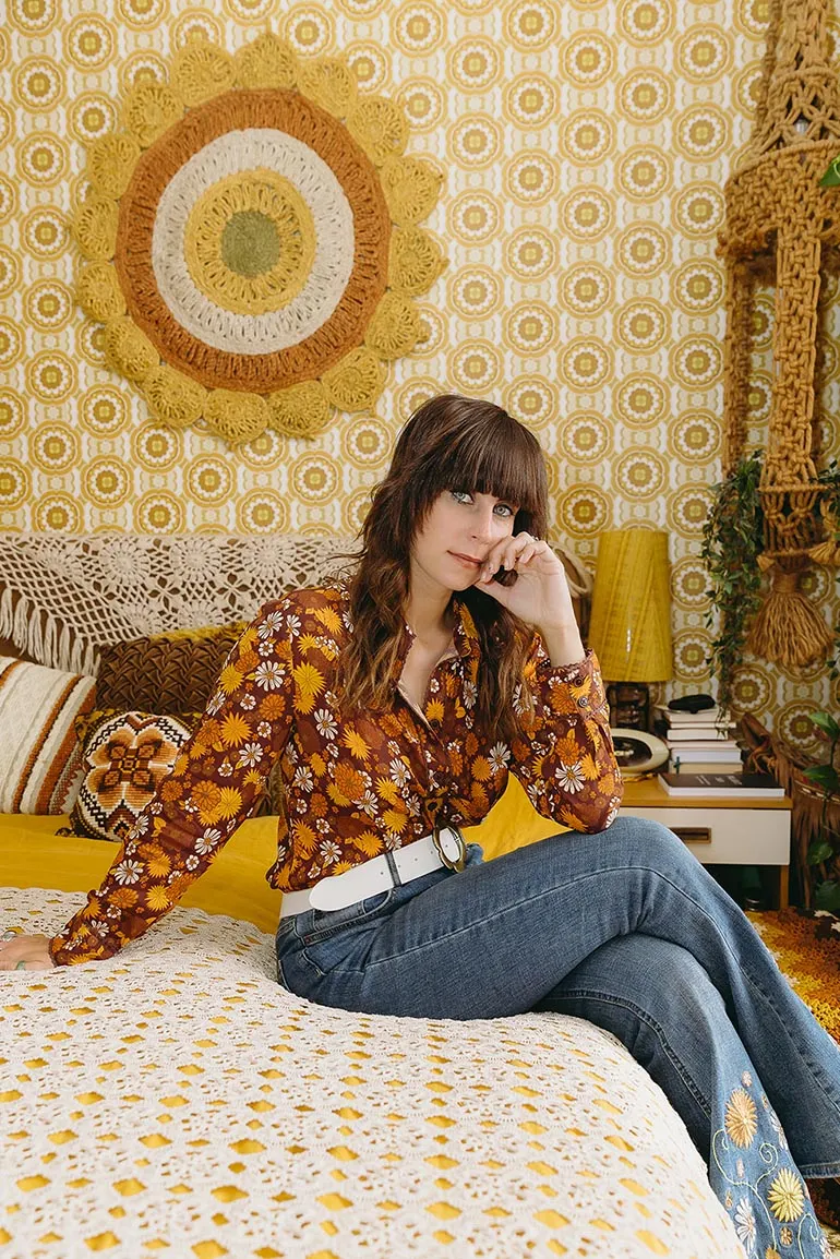 Viola Lee Brown Floral Blouse
