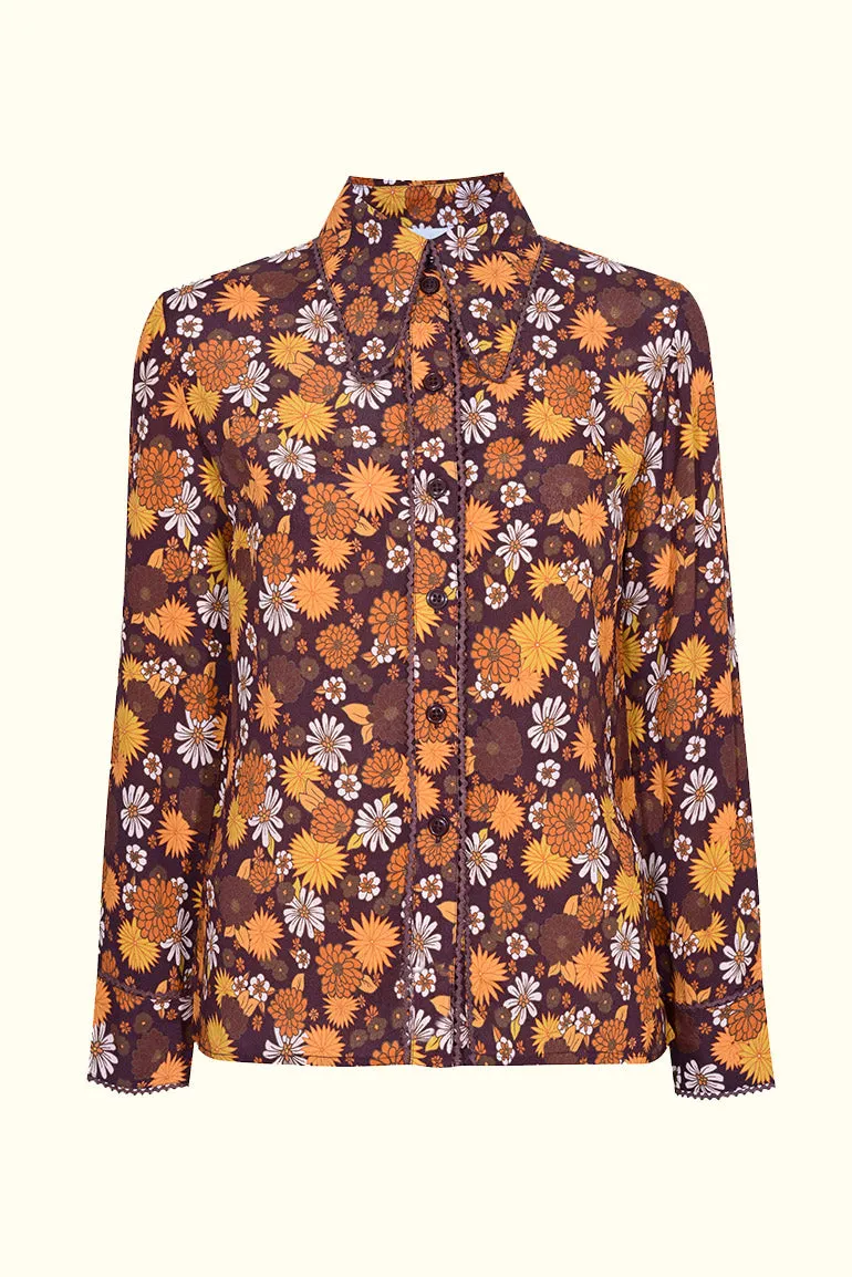 Viola Lee Brown Floral Blouse