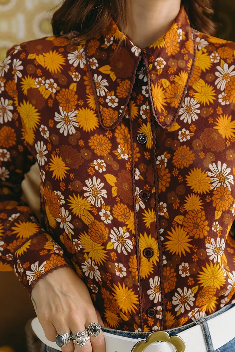 Viola Lee Brown Floral Blouse