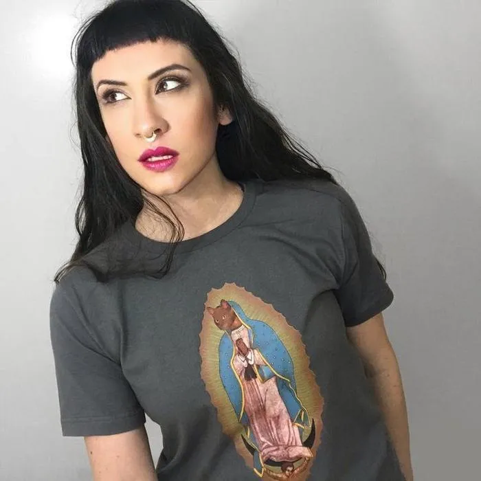 Virgin Mary Cat Graphic Shirt