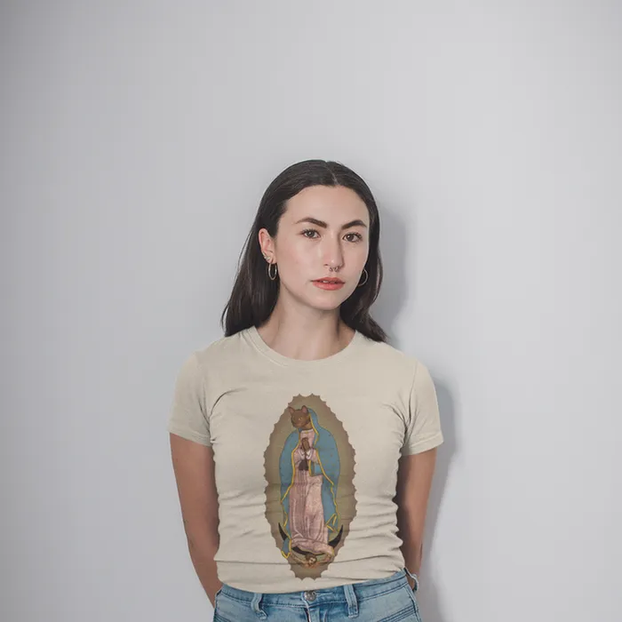 Virgin Mary Cat Graphic Shirt