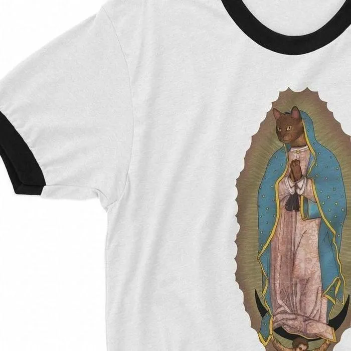 Virgin Mary Cat Graphic Shirt