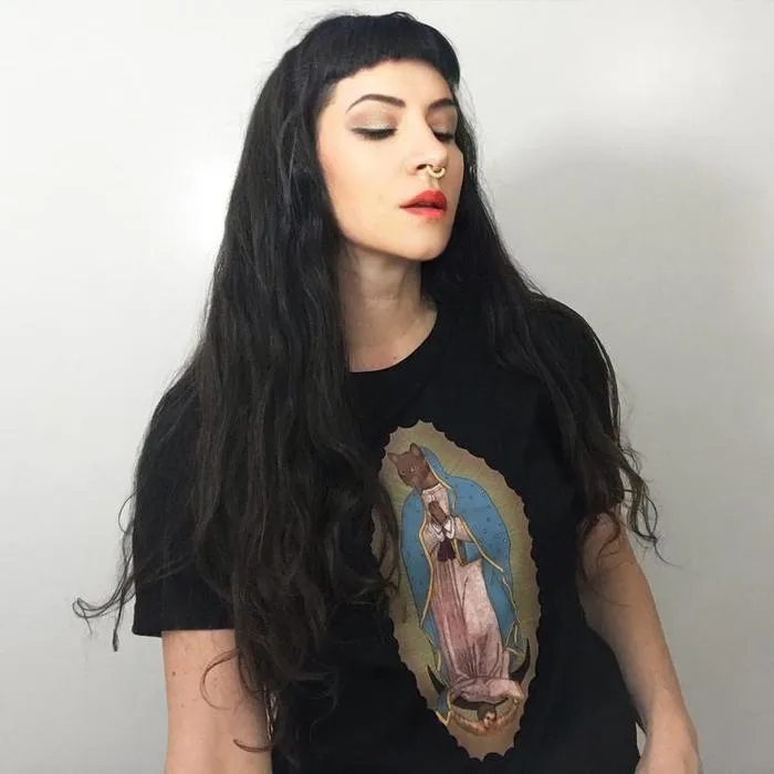 Virgin Mary Cat Graphic Shirt