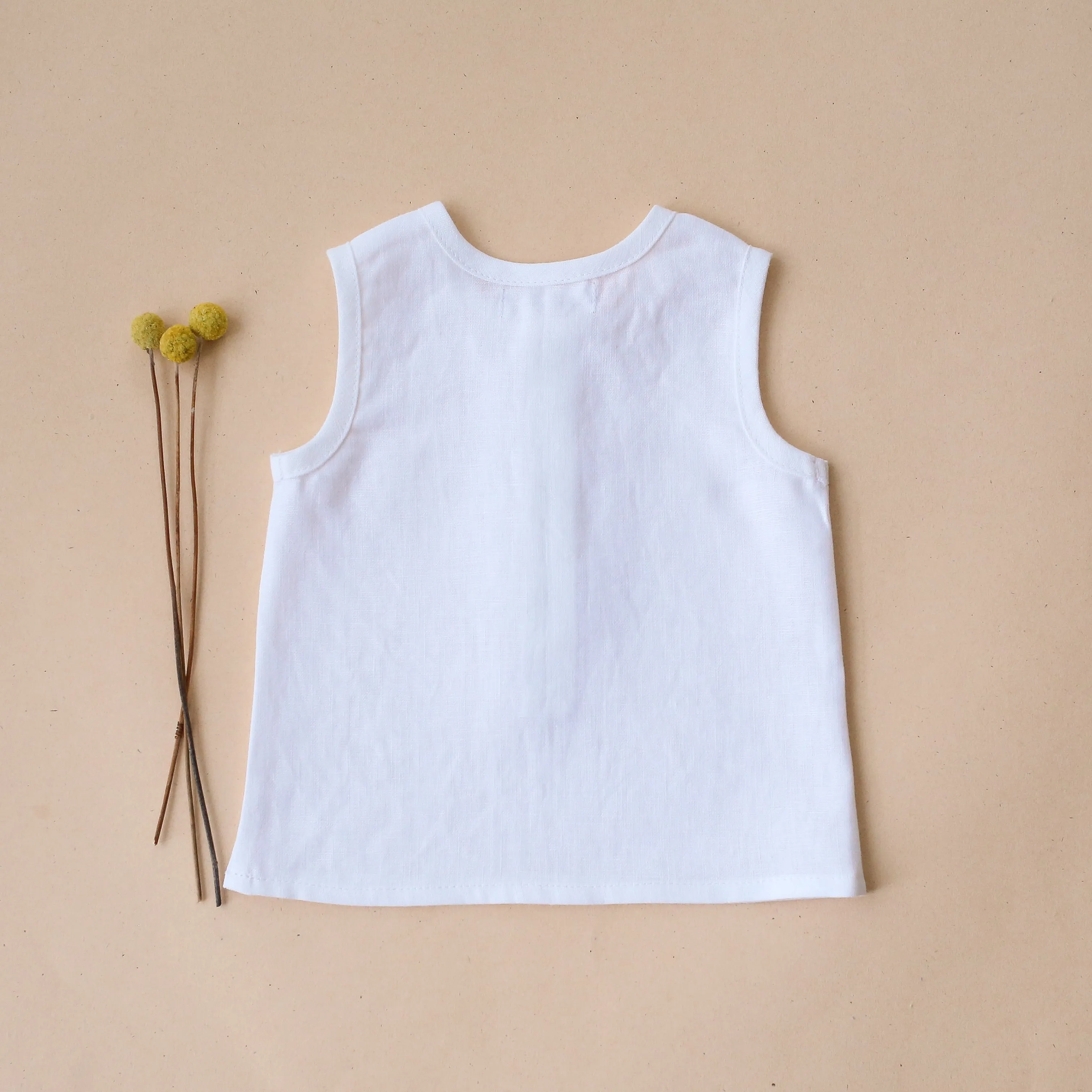 White Linen Tank Top