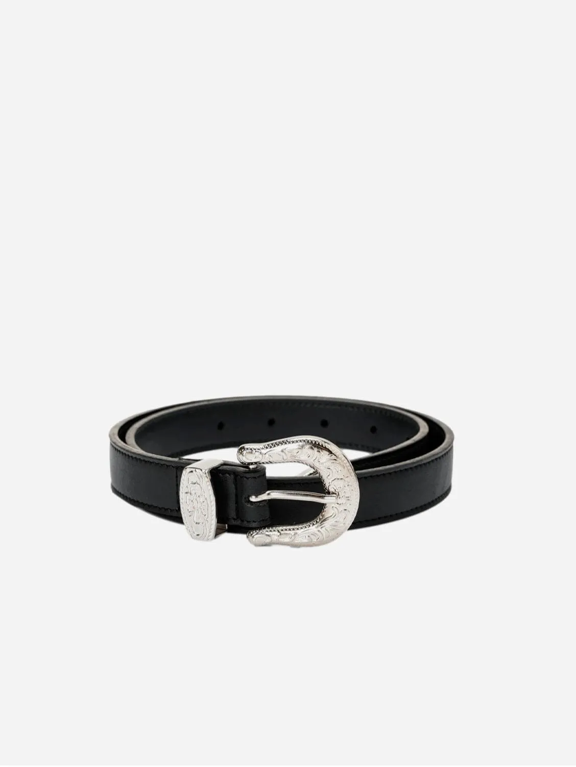 Women’s Vegan Leather Rock Buckle Belt | Black