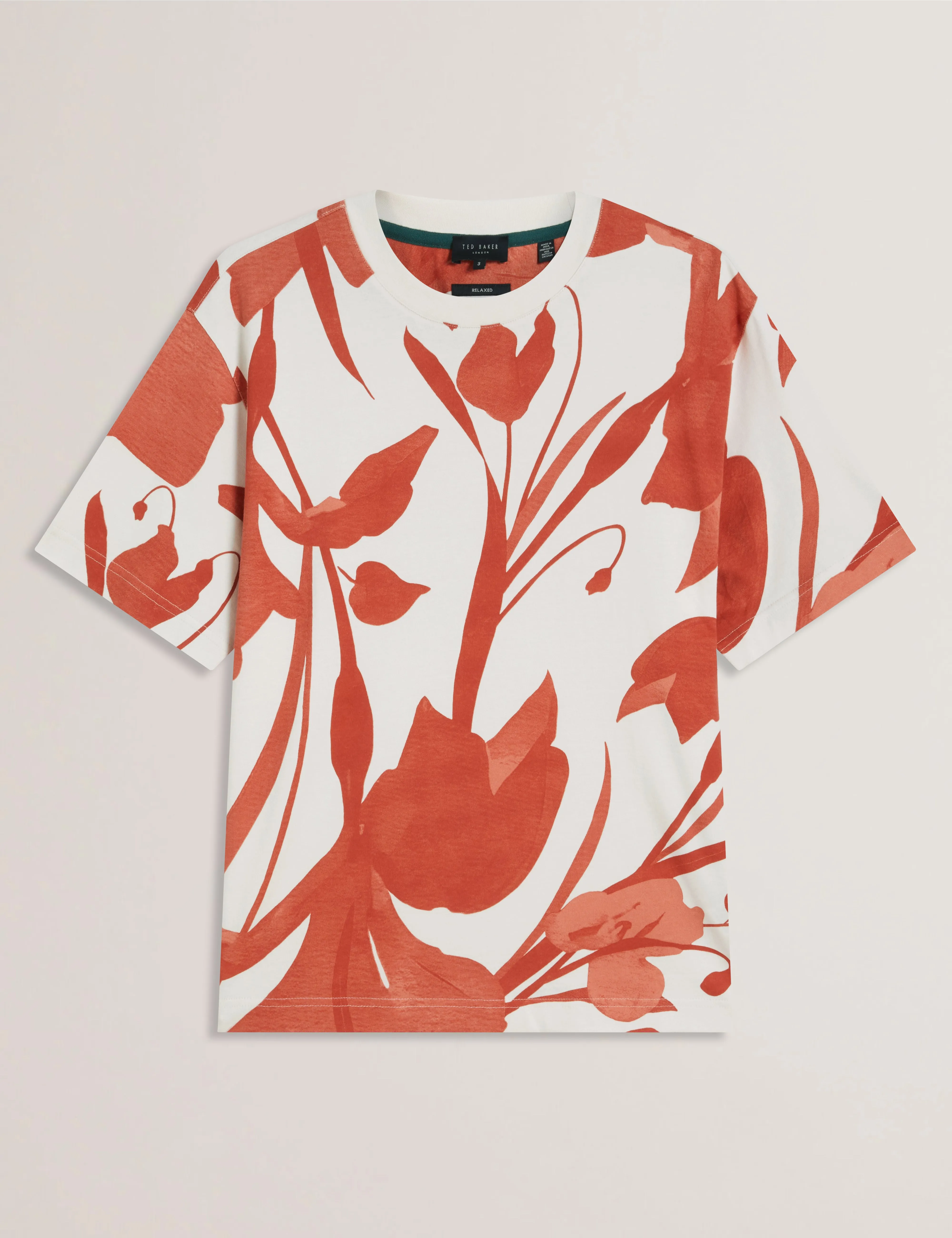Yiannos Short Sleeve Knitted Floral T-Shirt Red